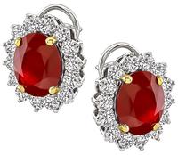 GRS Certified 10.81ct Natural Ruby 3.55ct Diamond Earrings