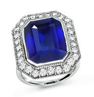 Estate 12.35ct Sapphire 1.25ct Diamond Engagement Ring