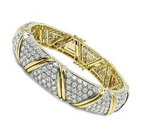 Estate 14.93ct Diamond Two Tone Gold Bangle