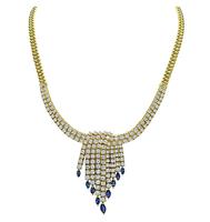 Estate 16.95ct Diamond 3.05ct Sapphire Gold Necklace