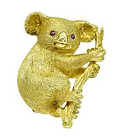 Estate Yellow Gold Koala Bear Pin