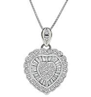 Estate 2.00ct Diamond Heart Pendant Necklace