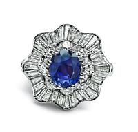 Estate 2.01ct Sapphire 2.00ct Diamond Ballerina Ring