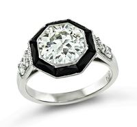 Art Deco Style 2.03ct Diamond Onyx Engagement Ring