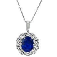 Estate 2.14ct Sapphire 1.20ct Diamond Pendant Necklace