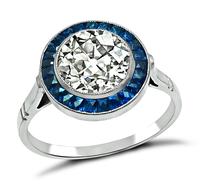 Estate 2.16ct Diamond Sapphire Halo Engagement Ring