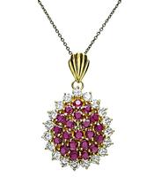 Estate 2.24ct Diamond 3.15ct Pink Sapphire Gold Pendant