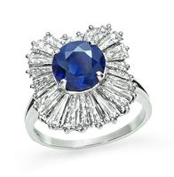 Estate 2.50ct Sapphire 1.75ct Diamond Ballerina Ring