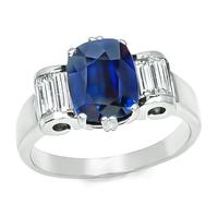 Estate 2.58ct Sapphire Diamond Engagement Ring