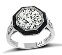Estate 2.67ct Diamond Onyx Engagement Ring