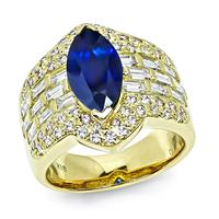 Estate 2.70ct Sapphire 1.66ct Diamond and Fancy Color Pink Diamond Gold Ring