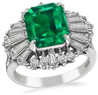 Estate 2.74ct Emerald 1.05ct Diamond Cocktail Ring