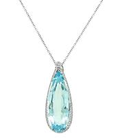 Estate 20.00ct Aquamarine 1.00ct Diamond Pendant Necklace