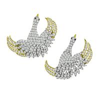 Estate 20.00ct Diamond Gold Swan Pin Set