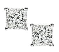 Estate 3.01ct Princess Cut Diamond Stud Earrings