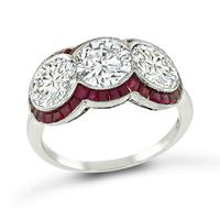 Art Deco 3.04ct Diamond Ruby Anniversary Ring