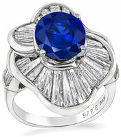 Estate 3.27ct Sapphire 3.05ct Diamond Ring