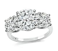 Estate 3.37ct Center Diamond GIA Certified 1.03ct and 1.02ct Side Diamond Engagement Ring