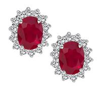 Estate 3.50ct Ruby 1.00ct Diamond Stud Earrings