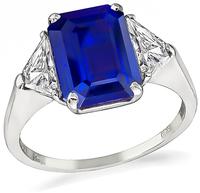 Estate 3.56ct Sapphire 0.60ct Diamond Engagement Ring