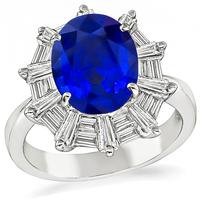 Estate 3.99ct Sapphire 0.94ct Diamond Engagement Ring