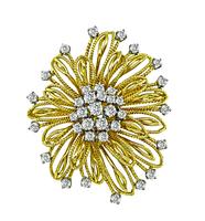 Estate 4.50ct Diamond Gold and Platinum Pin