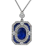 Estate 4.53ct Sapphire 1.20ct Diamond Pendant Necklace