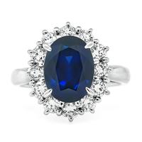 Estate 4.61ct Ceylon Sapphire 0.84ct Round Cut Diamond Engagement Ring
