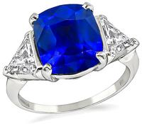 Estate 4.79ct Sapphire 0.90ct Diamond Engagement Ring