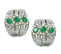 Estate 5.73ct Diamond 2.34ct Emerald Earrings