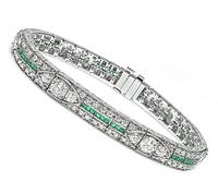 Estate 6.34ct Diamond 0.84ct Emerald Bracelet