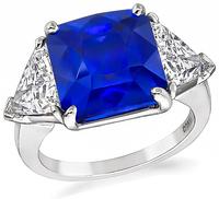 Estate 7.17ct Sapphire 2.07cttw GIA Certified Diamond Engagement Ring