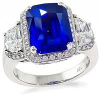 Estate AGL Certified 8.13ct Sapphire 2.30ct Diamond Engagement Ring