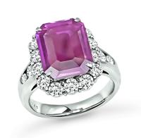 Estate GIA 4.60ct No Heat Pink Sapphire 1.19ct Diamond Engagement Ring