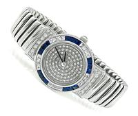 Estate Roberge 2.00ct Diamond 0.75ct Sapphire White Gold Quartz Watch