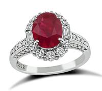 Estate AGL Certified 2.03ct Burmese Ruby 0.67ct Diamond Engagement Ring
