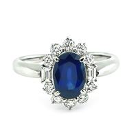 Estate AIGS Certificate 1.74ct Sapphire 0.65ct Diamond Engagement Ring