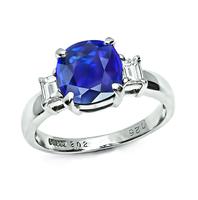 Estate AIGS Certified 2.02ct Ceylon Sapphire Diamond Engagement Ring