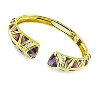 Estate Diamond Amethyst Gold Bangle