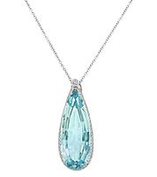 Estate 20.00ct Aquamarine 1.00ct Diamond Pendant Necklace