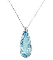 Estate 20.00ct Aquamarine 1.00ct Diamond Pendant Necklace