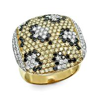 Estate 3.00ct Fancy Yellow Black and White Diamond Ring