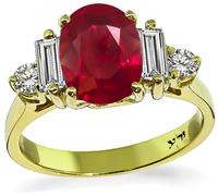 Estate 2.03ct Burma Ruby Diamond Engagement Ring