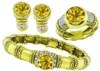 Estate Cassis 20.00ct Citrine 1.25ct Diamond Jewelry Set