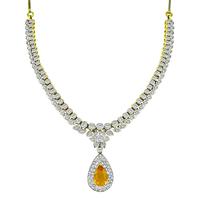 Estate 8.00ct Citrine 5.00ct Diamond Gold Necklace