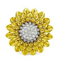 Estate 2.00ct Diamond Gold Flower Pin