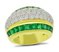 Estate 1.40ct Emerald 1.25ct Diamond Gold Ring