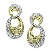 Estate 1.50ct Diamond Two Tone Gold Earrings