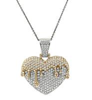 Estate 5.00ct Diamond Two Tone Gold Heart Pendant