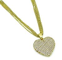 Estate 2.00ct Diamond Gold Heart Pendant Necklace